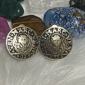 Whiting & Davis Vintage Lion Coin Clip Earrings